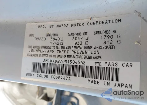 2021 Mazda Cx-3 Sport from USA, damaged, VIN JM1DKDB70M1504562